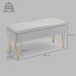 Panca Fondo Letto con Contenitore in Tessuto e Gambe in Acciaio, 1x40x49 cm, Grigio Chiaro - immagine 3
