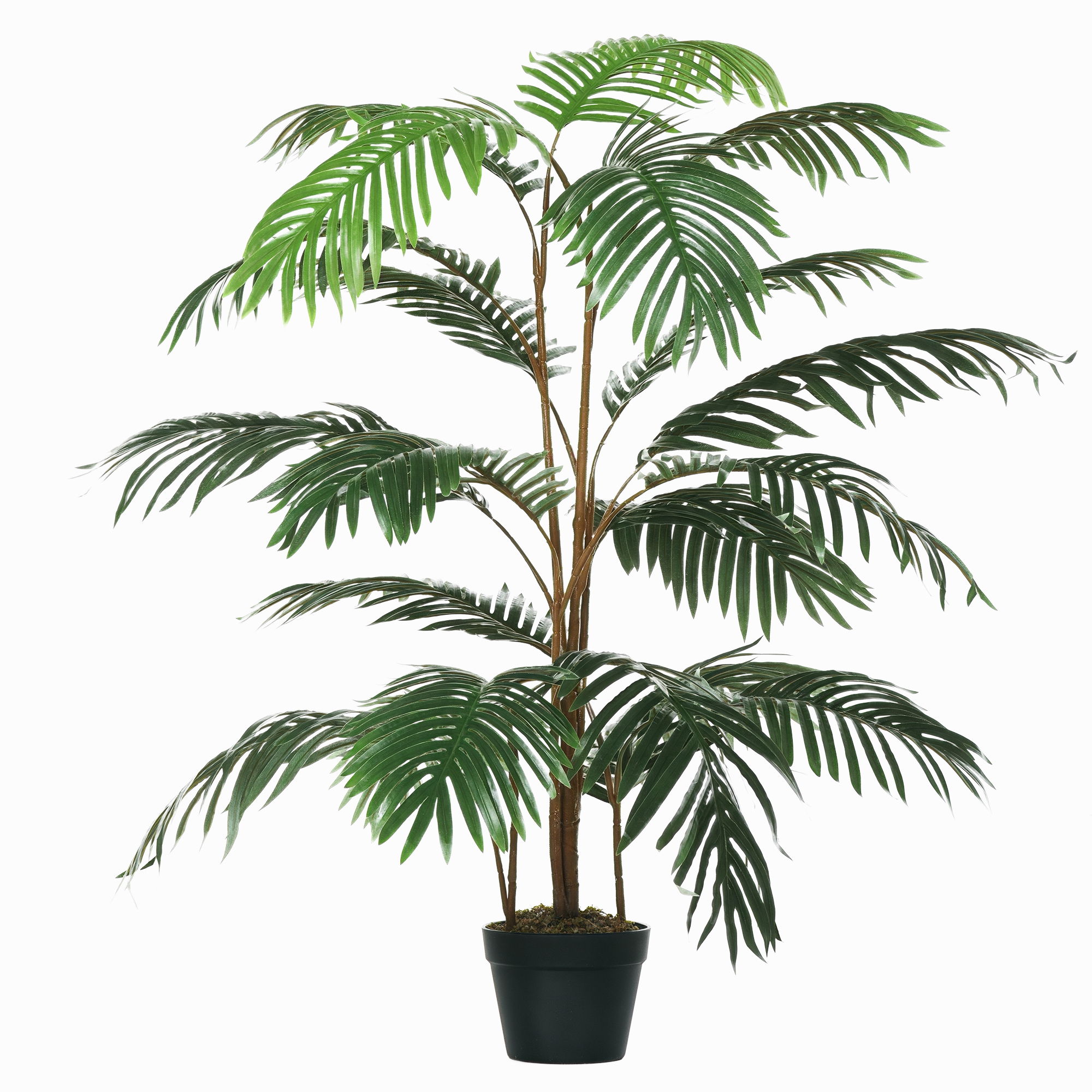 j5w65a1980abe8c2c.jpg Palma in Plastica Decorativa con 20 Foglie, Pianta Finta con Vaso per Interno ed Esterno Alta 140cm - immagine 1