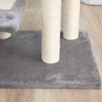 Tiragraffi per Gatti da 1cm con Lettino Rotondo, Pali in Sisal e Rivestimento in Peluche, Grigio - immagine 9