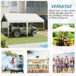 Garage Portatile 4x4m con Tettoia anti UV, Pioggia e Vento per Veicoli, Matrimoni e Feste - Bianco - immagine 6