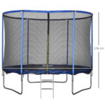 Trampolino Elastico da Esterno, Tappeto Elastico per Adulti da Giardino con Rete di Sicurezza e Bordo Imbottito, Giochi da Giardino e Casa, Ø305x248cm, Blu e Nero - immagine 3