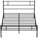 Struttura Letto Matrimoniale in Acciaio 160x2cm con Doghe, Testiera e Pediera - Nero