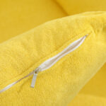 Divano 2 Posti Moderno con Cuscini e Rivestimento in Tessuto Spugna, 130x77x84 cm, Giallo - immagine 9