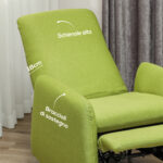 Poltrona Relax Reclinabile con Poggiapiedi Estraibile, Copertura di Ricambio e Seduta con Molle, Grigio - immagine 6