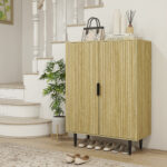 Scarpiera Salvaspazio per 15 Paia di Scarpe con 4 Ripiani Regolabili, 80x38x110cm, Rovere - immagine 2