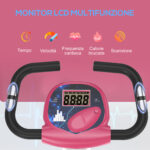 Cyclette Pieghevole da Fitness in Acciaio, Cyclette Magnetica Pieghevole da Casa con Altezza Regolabile, Resistenza Magnetica a 8 Livelli, Schermo LCD, 43x97x109cm, Rosa - immagine 4