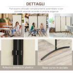 Paravento Separé da Interno a 3 Pannelli Pieghevole in Metallo e Poliestere, 253x50x182cm, Beige - immagine 6