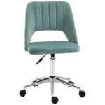 Sedia da Ufficio Ergonomica ad Altezza Regolabilein Tessuto Vellutato, 49x60x79-91 cm, Verde Petrolio - immagine 7