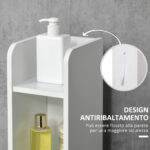 Colonna Bagno con 3 Mensole e 3 Armadietti, in Legno, 15x17x120 cm, Bianco e Nero - immagine 6