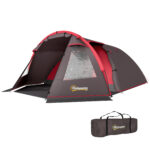Tenda da Campeggio da 2-4 Persone con Stanze Separate, Impermeabile con Doppie Porte, Grigio