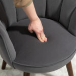 Poltrona in Velluto Imbottita con Schienale a Conchiglia, 66x66x78,5cm, Grigio - immagine 8
