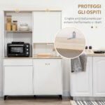 Dispensa Cucina in Truciolato e MDF con Ripiani Aperti, Armadietti e Cassetto, 119x41x180 cm, Bianco - immagine 8