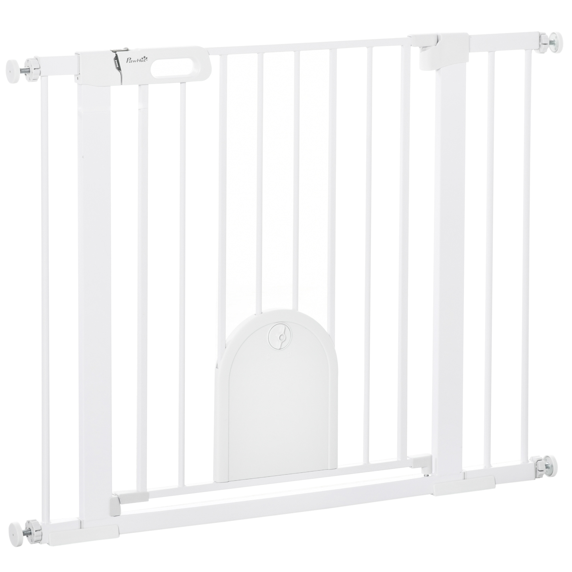 jWP91d19abf159211.jpg Cancellino per Cani Regolabile con Porta Piccola e Chiusura Automatica, 75-103x76cm, Bianco - immagine 1