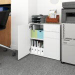 Mobiletto 2 Cassetti e 2 Ante, Apertura a Pressione, Mobile con 2 Cassetti e 2 Ante per Casa e Ufficio, 79x36x74cm, Bianco Opaco - immagine 2