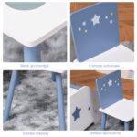 Tavolo con Sedie Bambini e Bambine 2-4 Anni in Legno Azzurro e Bianco - immagine 6