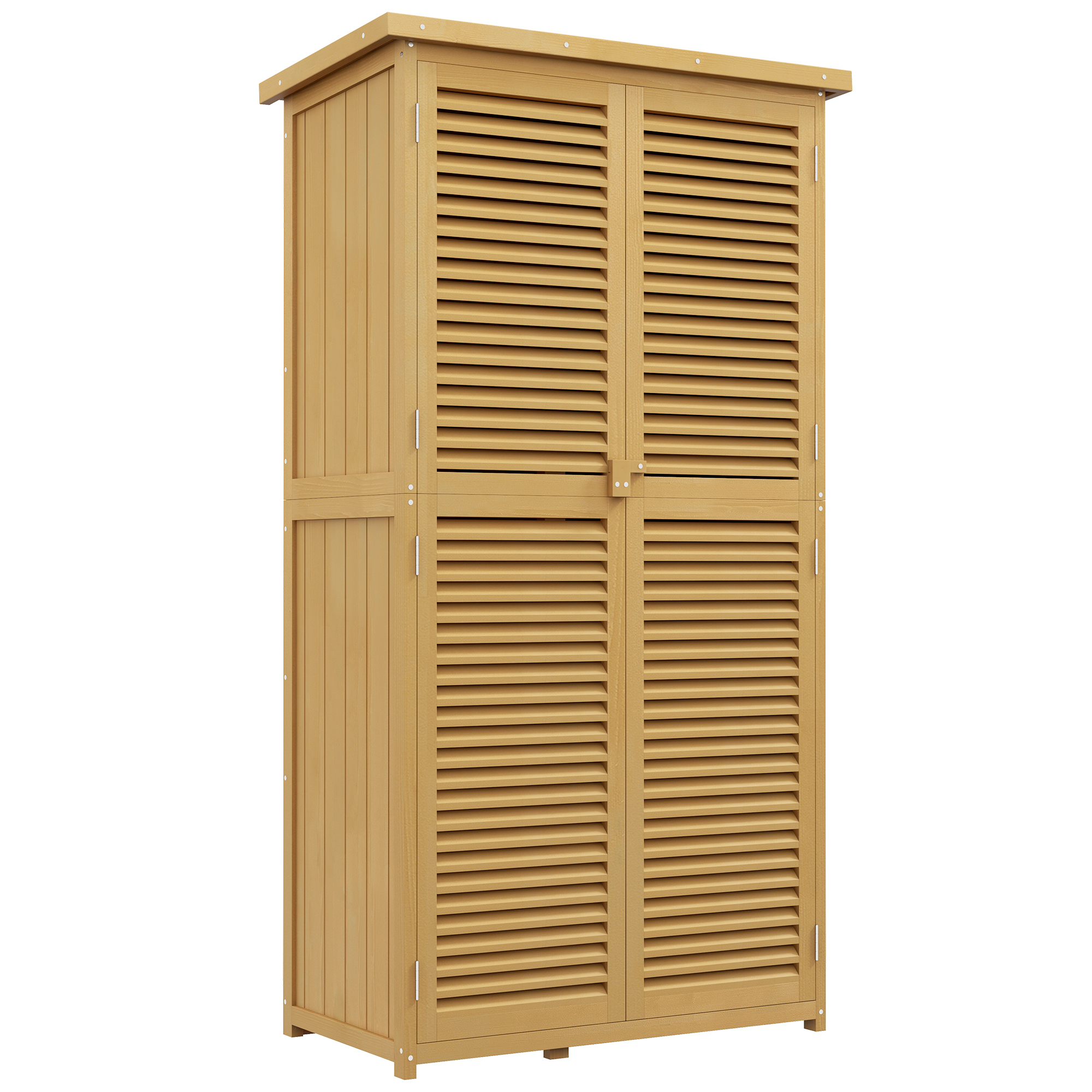 jbR1951949655f354.jpg Casetta da Giardino i Legno a 4 Ripiani con Anta a Persiana, 87x46,5x160 cm, Giallo e Verde - immagine 1