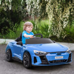Auto Elettrica per Bambini 3-5 Anni con Telecomando, Sospensioni e Clacson, 103x58x41 cm, Blu e Nero - immagine 2