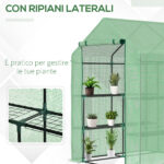 Serra da Giardino con Scaffali, Copertura in PE e Porta Avvolgibile, 143x138x190 cm, Verde - immagine 7