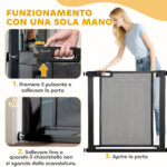 Cancellino per Cani Estensibile a Pressione con Chiusura Automatica, Acciaio e ABS, 75-82x76 cm, Nero - immagine 4