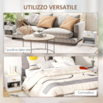 Set 2 Comodini Moderni in Legno con Cassetto e Ripiano Aperto, 39x28x41 cm, Bianco - immagine 6