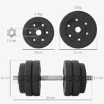 Set Pesi Manubri da 30 kg (8x2,5 kg, 4x1,5 kg) con 12 Dischi e 2 Manubri da 2 kg, 43x18x7,5 cm, Nero - immagine 3