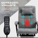 Sedia da Ufficio Reclinabile e Riscaldante con 6 Punti Massaggio e 5 Modalità, Grigio - immagine 4