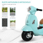 Moto Elettrica per Bambini 18-36 mesi con Licenza Ufficiale Vespa, Fari e Clacson, 66.5x38x52 cm, Verde - immagine 5
