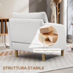 Poltrona da Salotto Moderna in Tessuto con Seduta Ampia e Imbottitura Spessa, 90x86x91 cm, Crema - immagine 7