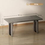 Tavolo da Pranzo in Stile Industriale per 8 Persone max, in Legno e Acciaio, 180x80x75 cm, Grigio - immagine 3