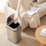 Cestino Rifiuti da 12L a Infrarossi con Secchio Rimovibile, in Acciaio Inox, ABS e PP, 28x22x41 cm, Argento - immagine 8