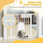 Cancellino per Cani Regolabile con Porta Piccola e Chiusura Automatica, 75-103x76cm, Bianco - immagine 6