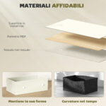 Cassettiera 4 Cassetti Pieghevoli con Maniglie Doppie, in Legno, Acciaio e Tessuto, 58x30x91 cm, Bianco e Grigio - immagine 5