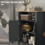 Mobiletto Bagno a 3 Ripiani in MDF e Truciolato con Ripiano Interno Regolabile, 60x30x80,5 cm - immagine 5