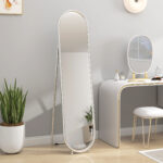 Specchio a Figura Intera da Terra con Supporto Pieghevole, Vetro e Metallo, 40x4x160 cm, Argento - immagine 9