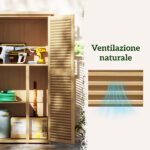 Casetta da Giardino i Legno a 4 Ripiani con Anta a Persiana, 87x46,5x160 cm, Giallo e Verde - immagine 7