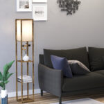 Lampada da Terra con 3 Mensole Integrate, Attacco E27 Potenza 40W, 26x26x160cm, Colore Legno - immagine 7