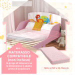 Lettino per Bambini 3+ Anni in Legno con Bordi Rialzati e Sponde di Sicurezza, 143x77x60 cm, Rosa - immagine 7