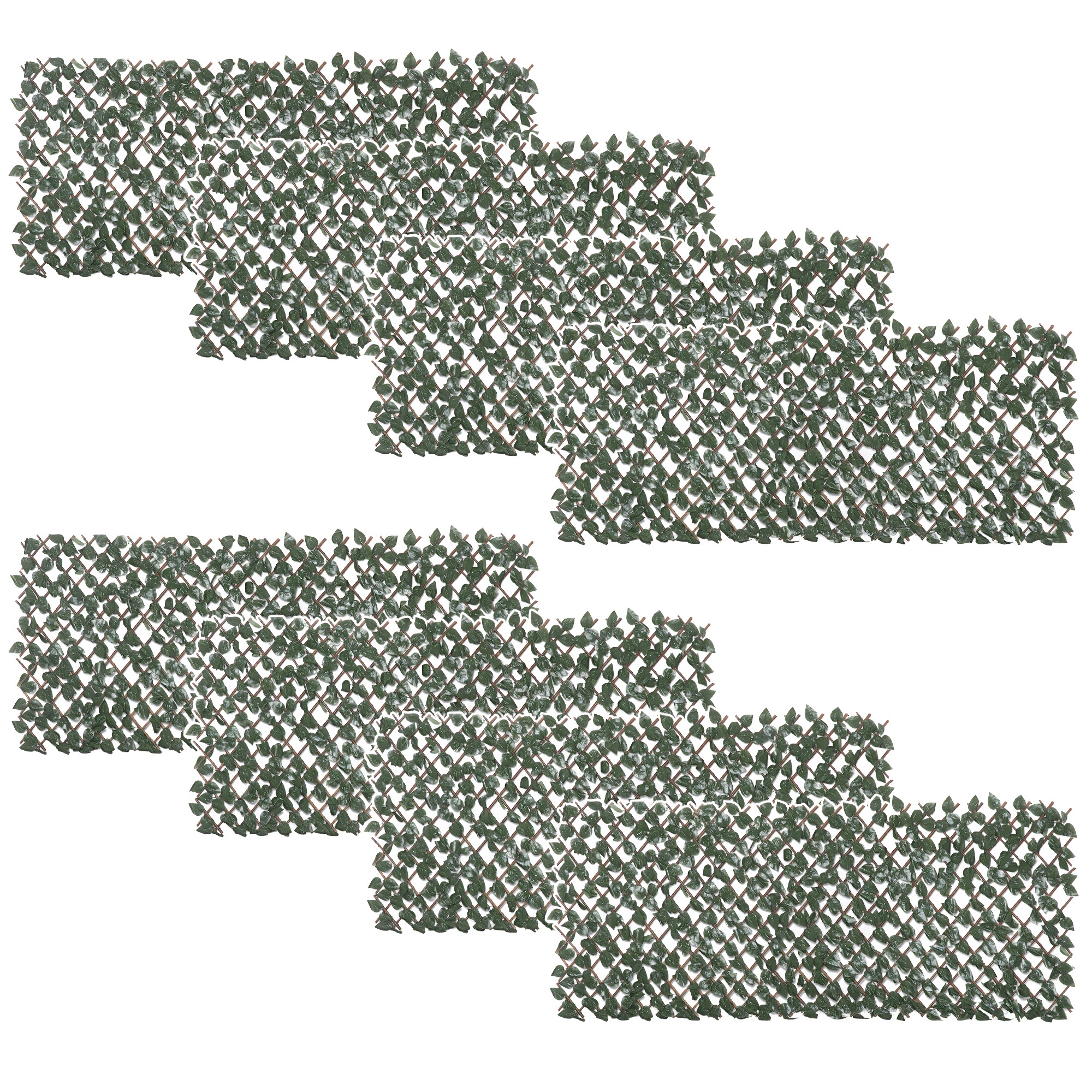 kBkd031980caf099a.jpg Finta Siepe 8 Pezzi Parete Verde Estensibile per Esterni, in Legno e Poliestere, 2x1cm - immagine 1