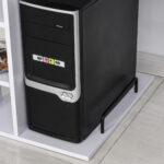 Scrivania per PC Ergonomica con Mensole, Armadietto, Cassetto e Piano Tastiera Estraibile, Bianca, 120x60x74cm - immagine 8