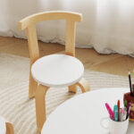 Set Tavolo e Sedie per Bambini 3-8 Anni 5 pz con Bordi Arrotondati in Legno Bianco - immagine 8