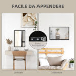 Specchio da Parete Rettangolare con Ganci, in Vetro e MDF, 40x60 cm, Nero - immagine 5