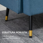 Divano 2 Posti in Tessuto con Cuscini Imbottiti e Gambe in Acciaio 139x68x80cm, Blu Scuro - immagine 5