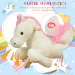 Cavallo a Dondolo Bianco e Rosa con Suoni e Struttura in Legno di Pioppo per Bambini 18-36 Mesi, 70x28x57cm - immagine 4
