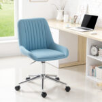 Sedia per Scrivania ad Altezza Regolabile con 5 Rotelle, in Silicone PU, Schiuma e Acciaio, 52x58x80-90 cm, Blu - immagine 9