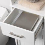 Armadietto Bagno con Scaffale a 3 Livelli, 1 Cassetto e 1 Mobiletto, 34x30x163cm - immagine 9
