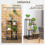 Scaffale per Piante a 4 Livelli in Metallo e Legno per Interni ed Esterni, 34x34x66cm - immagine 6