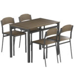Set da Pranzo da 5 Pezzi con 1 Tavolo Rettangolare 1x63x76,5 cm e 4 Sedie 45x40x82 cm, in Acciaio e MDF