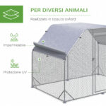 Recinto per Galline con telo di copertura per 4-6 polli in acciaio, 280x190x195 cm - immagine 7
