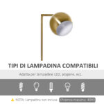 Lampada da Terra Moderna con Paralume Regolabile in Stile Vintage Compatibile con E27 40W - Oro - immagine 6