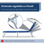 Lettino Prendisole da Giardino Sdraio Pieghevole con Tettuccio Blu - immagine 4